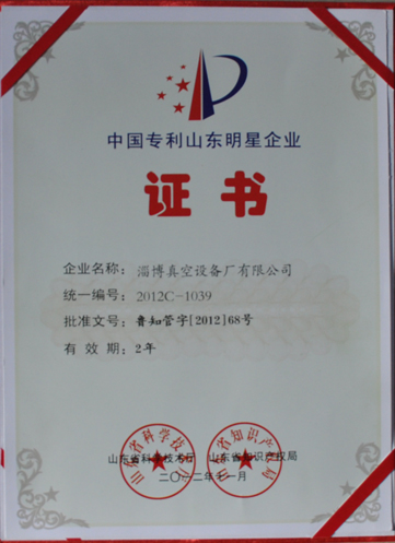 公司被山東省科學(xué)技術(shù)廳，山東省知識(shí)產(chǎn)權(quán)局評(píng)為中國專利山東明星企業(yè)